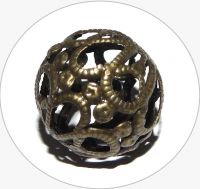 Iron hollow beads - antique bronze, 17mm, packing 5 pcs